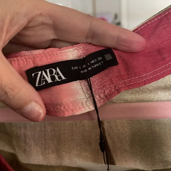 NWT ZARA TIE-DYE Wrinkle Design SZ L Wide Leg Pant with Front Drape Side Zip. - Picture 2 of 9